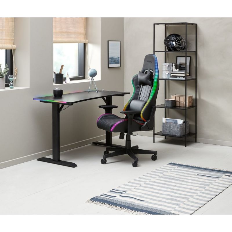 Gaming Chair Ranum With Led Black, Gaming Chair With Laptop Table