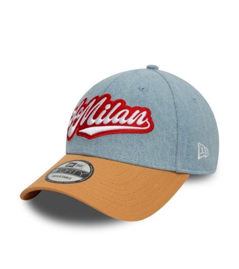 New Era 9Forty Ac Milan Washed Denim Pastel Blue 9Forty Adjustable Men's Cap